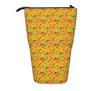 Cactus Hat and Chili Pepper Print Telescopic Pencil Case Portable Bag Makeup Pouch Stationery Organizer Office Travel