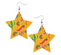 Cactus Hat and Chili Pepper Statement Earrings for Women, Star Drop Earrings, Elegant Dangle Jewelry for Formal Gatherings