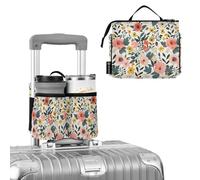 Cactus Horse Rider Pattern Luggage Travel Cup Holder for Suitcases Free Hand - Hold Two Cup - Fits Roll on Most Suitcase Handles, Botanical Floral Vector Seamless, One Size, Modern
