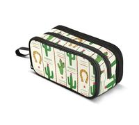 Cactus Horseshoe Green Pencil Case Big Capacity Pencil Pouch with 3 Compartment Portable Aesthetic Pen Bag Office Stationery Organizer School Supplies for Boys Women Girls Teens Men