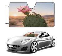 Cactus in Bloom Car Windshield Sun Shade - Reflector Sunshade Offers Ultimate Protection for Car Interior, Cool Reflective Sun Blocker Fits Small Sedans, Mini SUVs 55"x30"