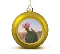 Cactus in Bloom Christmas Ball Ornaments - Shatterproof Plastic Vintage Rustic Xmas Tree Decorations Pendant for Family Holiday Wedding Party Xmas Hanging Decoration