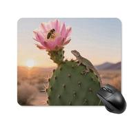 Cactus in Bloom Mouse Pad Square Laptop Mouse Mat Cute Computer Mousepad Keyboard Pad Non-Slip Desk Pads for Gaming Office Work Home 25 * 30cm