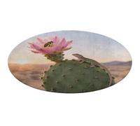Cactus in Bloom Round Area Rug Non Slip Backing Doormat Water Absorbent Plush Throw Low-Pile Non-Slip Floor Mat Carpet for Living Room Bedroom Entryway Nursery Room 60 * 60cm