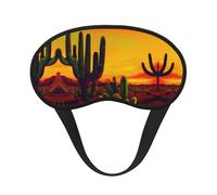 Cactus in Desert Print Blackout Sleep Mask - Side Sleeper Eye Cover, Soft Comfort, Perfect for Travel, Meditation