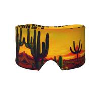 Cactus in Desert Print Sleep Eye and Ear Muffs Mask - Adjustable Yoga Travel Headband, Keep Warm Shading Comfortable Aid