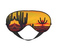 Cactus in Desert Print Soft Eye Mask â€“ Comfortable Sleep, Blocks Light, Full Eye Coverage, Ideal for Travel, Meditation