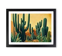 Cactus In The Desert Framed Print | A2 Black Framed Wall Art | Ready to Hang | Modern Landscape Picture | Living Room Bedroom Lounge Office