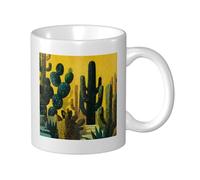 Cactus in The Desert Night Mid-Century Ceramic Cup, Elegant Coffee Mug Tee Drinkware Water Cup for Home Office 11oz