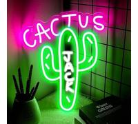 Cactus Jack Neon Signs for Wall Decor Dimmable Pink Green Cactus LED Neon Light for Bedroom Decoration USB Powerd Plant Light Up Hanging Sign Home Party Birthday Christmas Gift 15.7"X11.8"