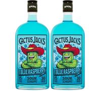 Cactus Jack's Electric Blue Raspberry, raspberry flavour sweet and sour schnapps liqueur made for shots, mixed alcoholic drinks and cocktails 700ml 15% ABV. PACKAGING MAY VARY. (Pack of 2)