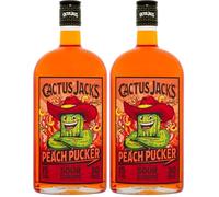 Cactus Jack's Peach Pucker flavour sour schnapps liqueur made for shots, mixed alcoholic drinks and cocktails 700ml 15% ABV (Pack of 2)