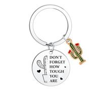 Cactus Keyring Inspirational Gifts for Women Motivational Keyring Funny Encouragement Gift for Daughter Son Sister Best Friend Cactus Decor (Don't forget how tough you are)