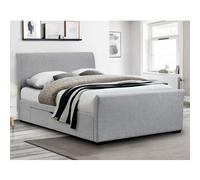 cactus linen fabric king size bed in light grey with 2 drawers