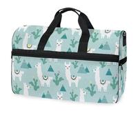 Cactus Llama Green Travel Duffel Bag for Men Women Boys Girls Teens,Oversized Sports Gym Bag with Shoes Compartment Overnight Weekend Yoga Workout Bag Training Handbag