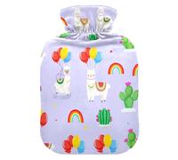 Cactus Llama Purple Hot Water Bottle with Cover for Pain Relief Hot Water Bag for Arthritis, 1L