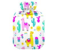 Cactus Llama White Hot Water Bottle with Cover for Pain Relief Hot Pack for Headaches, 2L