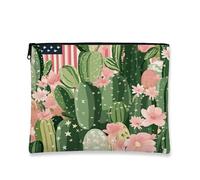 Cactus Makeup Bag, Green Succulents Vintage Boho Cosmetic Travel Bags for Women, Portable Small Canvas Zipper Pouch, Spring Festival Gift Skincare Toiletry Bag Organizer, green, 7x9 Inch
