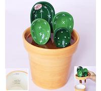 Cactus Measuring Spoons Set in Pot Ceramic Baking Measuring Spoons Cup with Holder for Dry Wet Ingredients Cute Cactus Figurine Dishwasher Safe 1 Tbsp 1 TSP 1/2 TSP 1/4 TSP 1 Cup Unique Gift