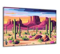 Cactus Mountains Paint by Numbers Kits, Painting by Numbers for Adults, DIY Color Oil Paint Crafts with Frame, Acrylic Oil Paints Kits with Brushes Autumn Home Decoration Paintings 60x80cm Ee-260