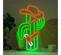 Cactus Neon Sign Cowboy Hat Neon Light for Wall Decor Cowboy Led Neon Sign Colorful Led Neon Light Plant Neon Signs for Bedroom Bar Game Room Man Cave Club