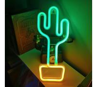 Cactus Neon Sign, LED Cactus Shaped Neon Signs Light with Holder Base Table, Decoration Night Lamp with Battery Powered/USB Neon Lights for Home Decor Family Birthday Holiday Wedding Party Supplies