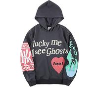 Cactus Pack Lucky me I See Ghosts Hoodie KY West Hoodie Men's Graphic Hip Hop Pullover Heavyweight Hooded Sweatshirt, Grey, M