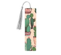 Cactus Pattern Wooden Bookmark 5pcs for Book Lovers,DIY Wooden Craft Bookmarks with Colorful Tassels Wood Gift Tags Labels Ornaments Unusual Gift for Men Women