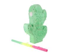 Cactus Pinata Paper Party Game Prop with Stick for Fiesta Celebrations | Green Hollow Design, Preset Weak Spots, Hang from Canopy Frames, Fill with Sweets, Suitable for Garden Gatherings