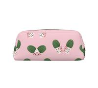 Cactus Pink Printing Leather Pencil Pouch Pen Case Elegant and Practical Bag for Students Perfect for Office School