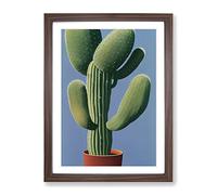 Cactus Plant Framed Print for Living Room Bedroom Home Office Décor, Wall Art Picture Ready to Hang, Walnut A3 Frame (34 x 46 cm)
