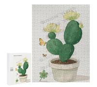 Cactus Plant, Watercolor Cacti Puzzles - Premium 500 Piece Jigsaw Puzzle for Adults, Wooden