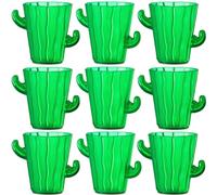 Cactus Plastic Shot Glasses - (Pack of 12) 2-Oz Shot Glasses Funny Cute Novelty Set for Bachelorette, Western, Cinco de Mayo, Tequila, Fiesta Themed Party Supplies, BPA-Free, Dishwasher-Safe, Green