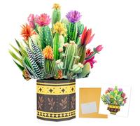 Cactus Pop Up Paper Flower Bouquet Greeting Cards with Blank Note Card & Envelope, gift for celebrating Love, Holiday, Birthday, Anniversary, Special Moments, Valentine's Day