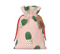 Cactus print Christmas Packing Bag Linen Bags with Drawstring Funny Wedding Present Bag