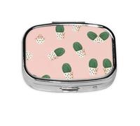 Cactus Print Pill Case Portable Square Pill Box with 2 Compartments,for Purse Pill Box Travel Bag