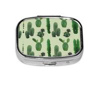 Cactus. Print Square Pill Box,Portable for Pocket Or Purse Pill Organizer Pill Container Holder