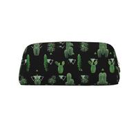 Cactus Printing Leather Pencil Pouch Pen Case Elegant and Practical Bag for Students Perfect for Office School