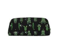 Cactus Printing Leather Pencil Pouch Pen Case Elegant and Practical Bag for Students Perfect for Office School