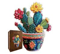 Cactus Puzzle - Wooden Jigsaw Puzzles, Relaxing Cactus Puzzle Wooden Jigsaw Game | Brain Teaser Game for Adults, Friends, Lovers Featuring Hand-Painted Craftsmanship