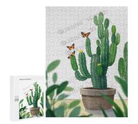 Cactus Puzzles for Adults 500 Pieces, Watercolor Cacti Plant Puzzle, Hard Challenge Flower Art Puzzles as Home Decor