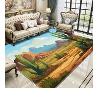 Cactus Rug - Dessert Wild West Small Rugs for Bedroom 40x60, Mountain Floor Mat Soft Washable Non Slip Indoor Mats