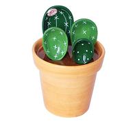 Cactus Shape Stirring Soup Spoon with Base Ceramic Flower Pot Measuring Spoon Sugar Salt Add Scoops Supplies Easy to Use Cactus Measuring Spoons Set