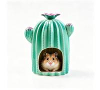 Cactus-Shaped Ceramic Hamster Hideout, Summer Cooling Pet Cave, All-Season Easy-Clean Habitat Decor, For Dwarf, Gerbil, Mice, Guinea Pig(L)