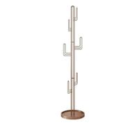 Cactus Shaped Vertical Coat Rack Stable Round Base Freestanding Clothes Hanger for Coats Hats Bags Stylish Gold Design for Home Décor
