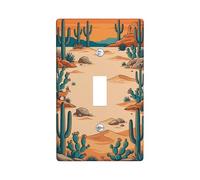 Cactus Single Light Switch Cover Plate, Natural Rustic Desert Rock Summer Green Plastic Standard Size Wall Switch Plates Accents for Home Living Room Bedroom Bathroom Decor (Single)