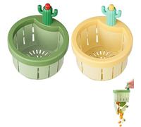 Cactus Sink Strainer Basket, Plastic Waste Collector Filter, Press Automatic Dumping Basket, Strainer Automatic Fast Draining, Cleaning Kitchen Sink (2pcs AB)