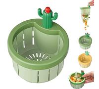 Cactus Sink Strainer, One-Press Automatic Draining Filter Basket, Creative Plastic Food Waste Stopper for Home Kitchen, Fast Drainage and Anti-Clog (Green)