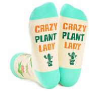 Cactus Socks,Funny Plant Gift for Women Men,Cotton Cactus Design with Letters, Comfortable Mint Green and Cream Socks Y5ZWNSWZ