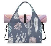 Cactus Sports Duffel Bag for Women Men Tropical Succulent Cactus Weekend Overnight Bag with Shoe Compartment Shoulder Tote Luggage Bag for Yoga Gym Travel